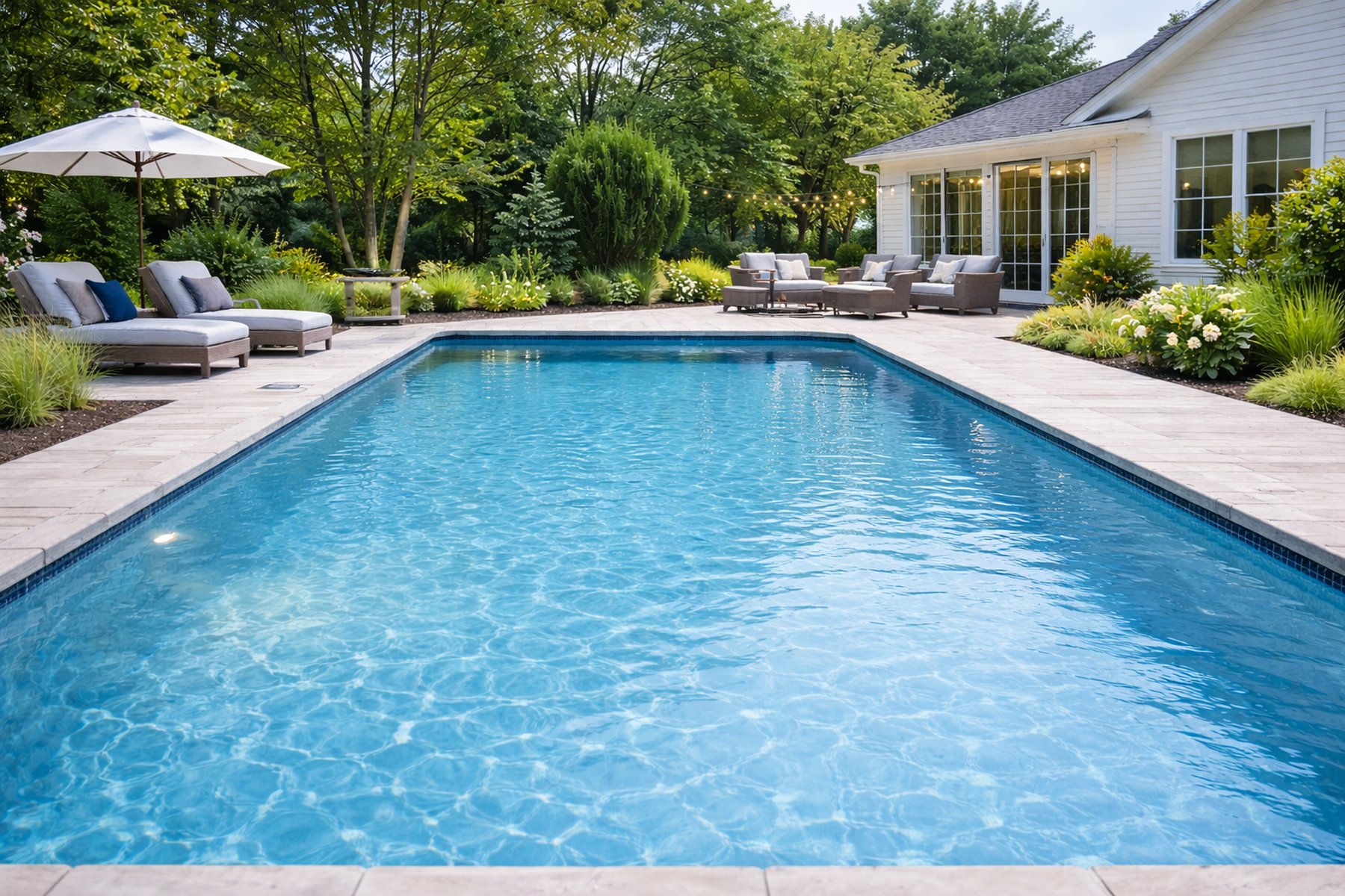 Pool technician performing weekly pool maintenance in Anne Arundel County, Maryland